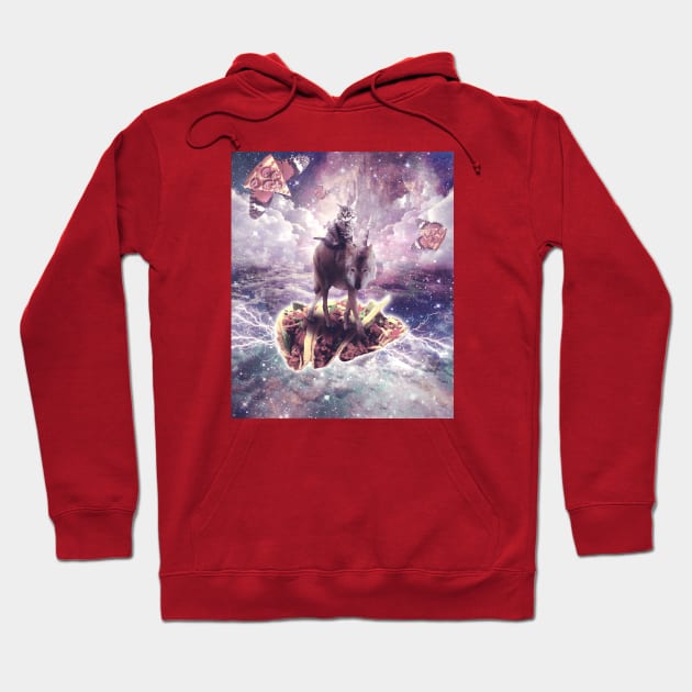 Cat Riding Unicorn Wolf on Taco Hoodie by Random Galaxy